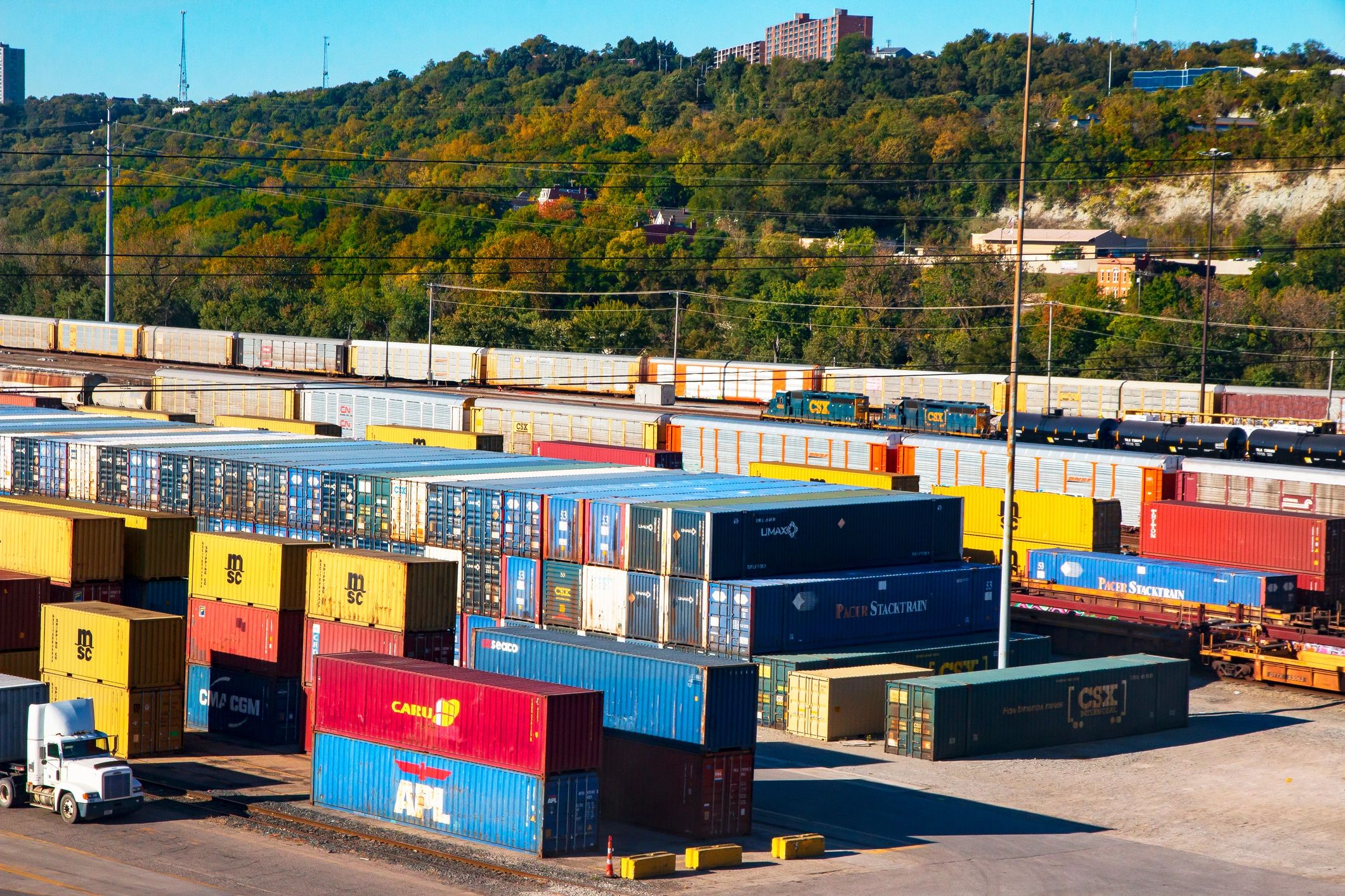 Large freight distribution yard supporting logistics coordination