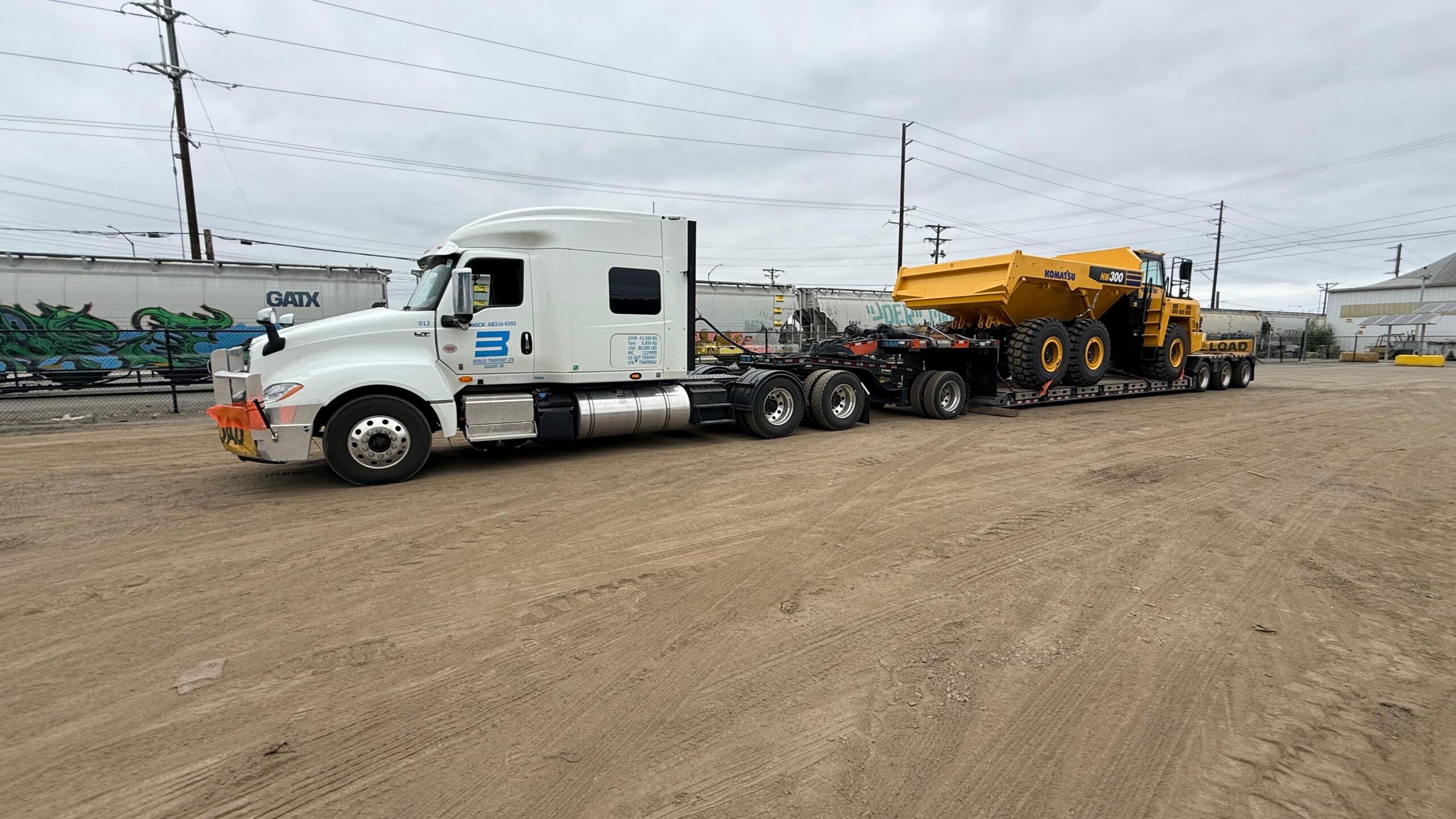 53 foot 7 axle double drop RGN trailer for oversized freight